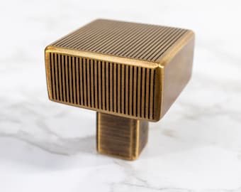 Solid Brass Eastover Knob: Linear Knurled Design
