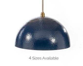 Navy Hammered Dome Pendant Light Fixture