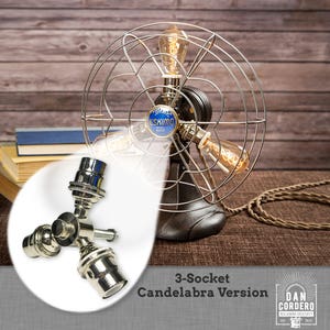 Fan Lamp Kit | DIY Kit | Candelabra | How To | Lamp Parts | Lamp Supplies | Guide | Parts | Tutorial Fan Lamp | Chrome | 3 Socket