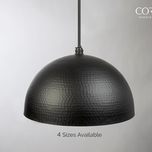 Hammered Flat Black Dome Pendant Light Fixture