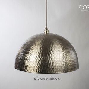 Hammered Brushed Nickel Dome Pendant Light Fixture Etsy Australia