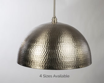 Hammered Brushed Nickel Dome Pendant Light Fixture