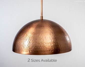 Copper Hammered Dome Pendant Light Fixture