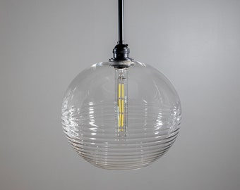 Ribbed Globe Pendant Light