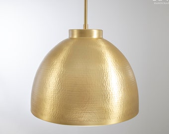 Brushed Brass Hammered Duke Dome Pendant Light Fixture