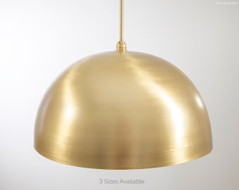 Brushed Brass Smooth Dome Pendant Light Fixture