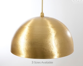 Brushed Brass Hammered Dome Pendant Light Fixture