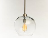 Glass Pendant Light Fixture | Edison Bulb | Pendant | Kitchen Light | Pendant Light |  Edison Light Bulb | Large Globe