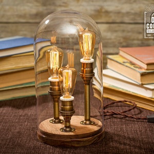 Edison Bell Jar Lamp Antique Brass image 1