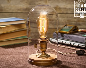 Glass Bell Jar Edison Table Lamp |