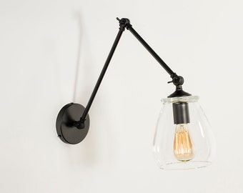 Wall Sconce | Articulating Sconce | Flat Black | Reading Light | Bedroom Light | Light Fixture | Kitchen Light Fixture