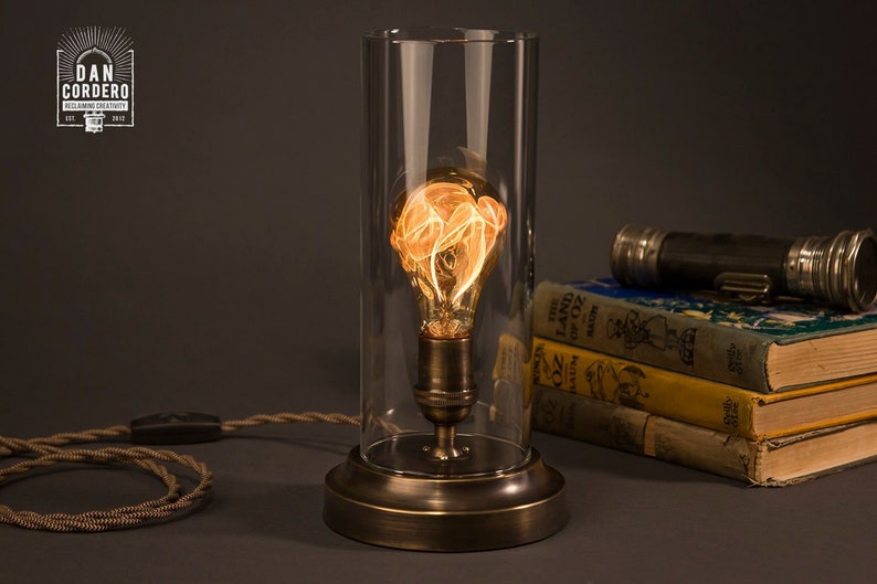 Flickering Edison Bulb Table Lamp Desk Lamp Edison Lamp Etsy