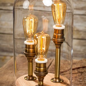 Edison Bell Jar Lamp Antique Brass image 2
