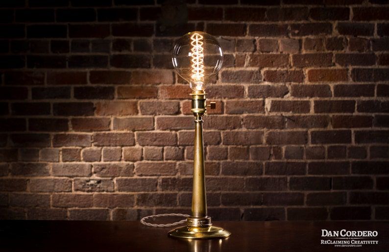 Vintage Brass Fire Hose Nozzle Table Lamp Desk Image 0