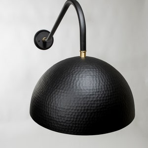 Outdoor Hammered Flat Black Dome Sconce Large image 5