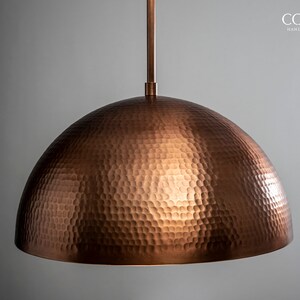 Copper Hammered Dome Pendant Light Fixture image 10