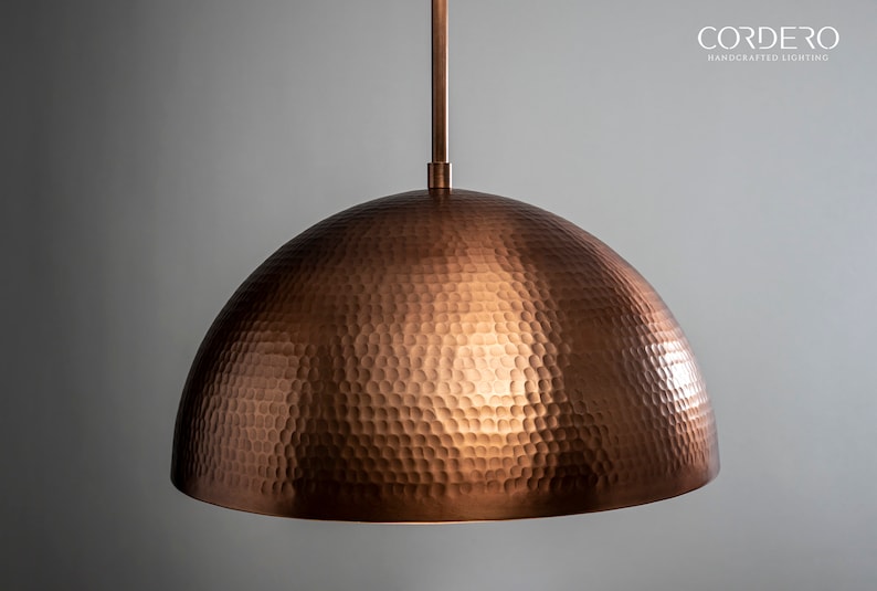 Copper Hammered Dome Pendant Light Fixture image 10