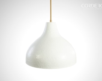 The Cotswold - White Hammered Dome Pendant Light
