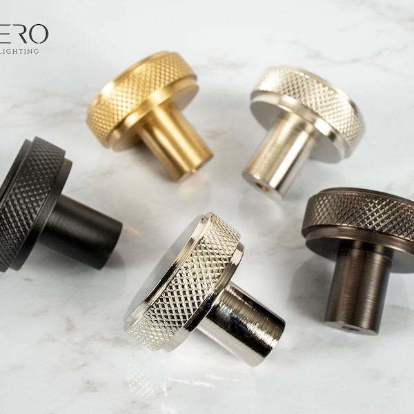 Knurled Brass Knob Etsy