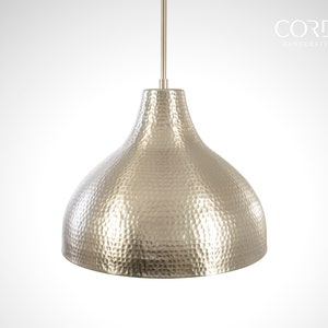 The Cotswold - Brushed Nickel Hammered Dome Pendant Light