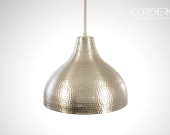 The Cotswold - Brushed Nickel Hammered Dome Pendant Light