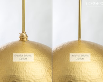 Brushed Brass Hammered Dome Pendant 