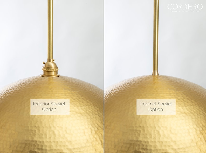 Brushed Brass Hammered Dome Pendant Light Fixture Etsy