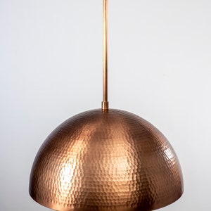 Copper Hammered Dome Pendant Light Fixture image 6