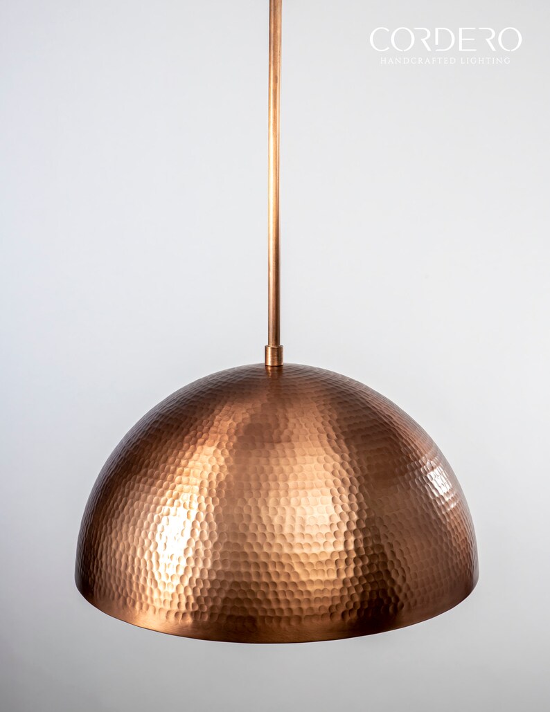 Copper Hammered Dome Pendant Light Fixture image 6