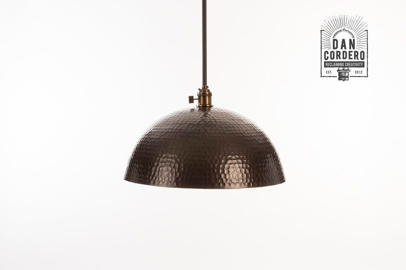Oversized 16 Hammered Metal Bronze Pendant Light Fixture
