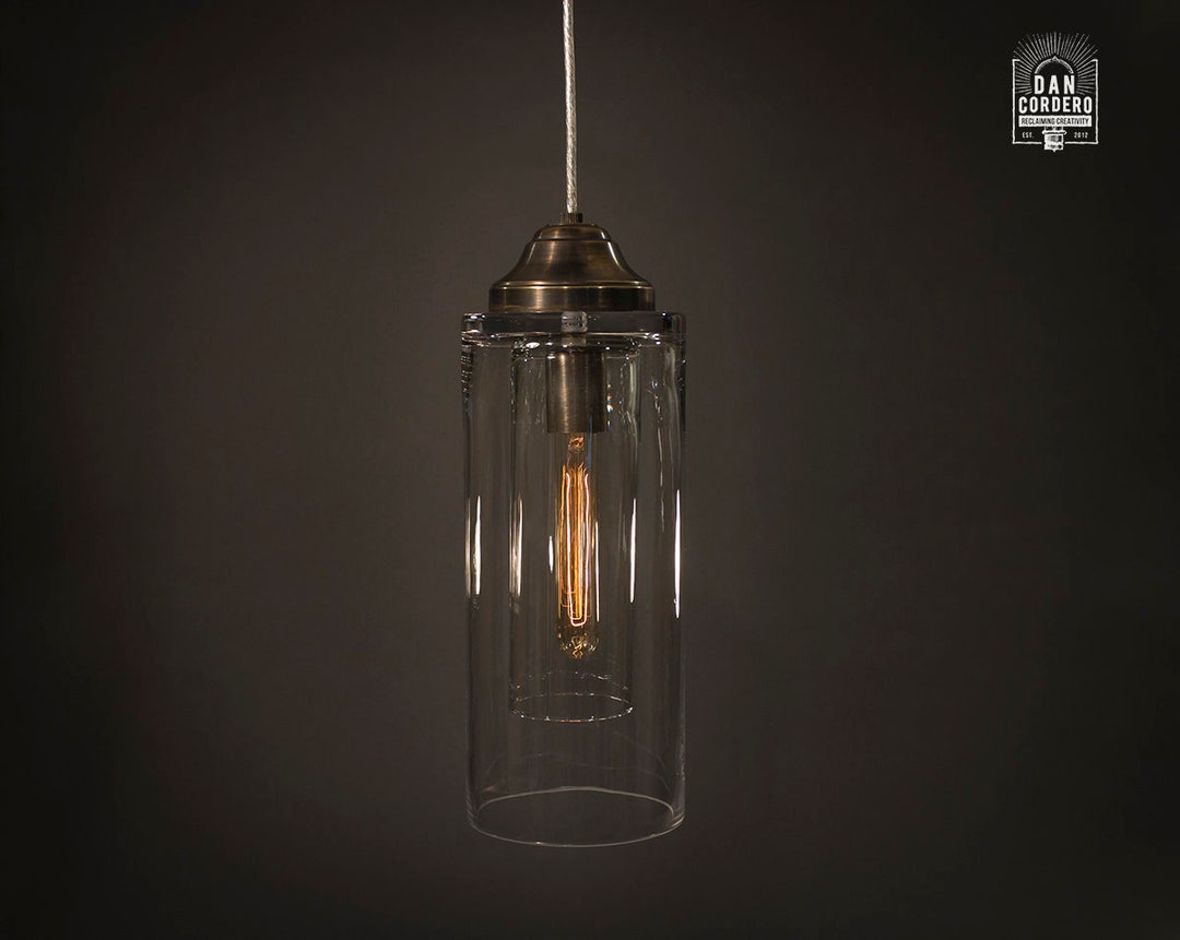 Double Cylinder Glass Pendant Light Fixture - Etsy
