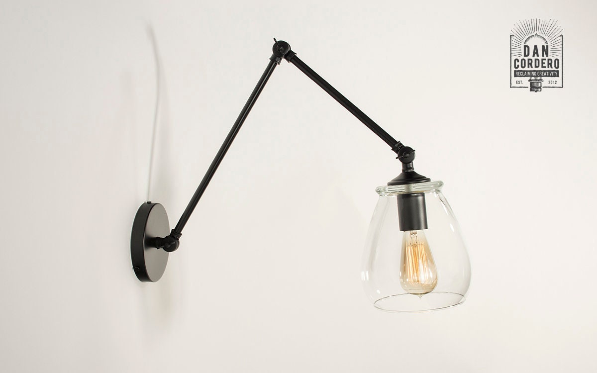 Wall Sconce Articulating Sconce Flat Black Reading Light Etsy