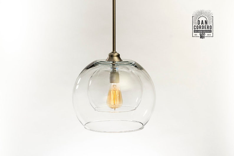 Pendant Light Double Globe Shade Pendant Edison Bulb Edison Pendant Light Fixture Edison Light Bulb Kitchen Light