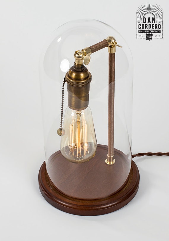 Glass Bell Jar Lamp Table Desk Dome Glass Bell Jar Lamp Table Desk Dome Night Antique Brass