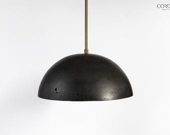 Black Concrete Galilean Dome Pendant Light
