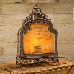 Vintage Plane Patent Lantern Table Lamp
