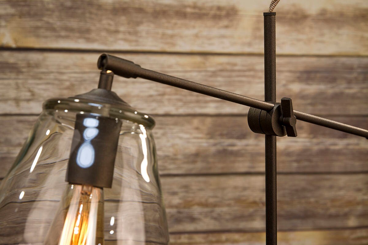 Glass Shade Edison Bulb Table Lamp Bronze Desk Lamp Etsy