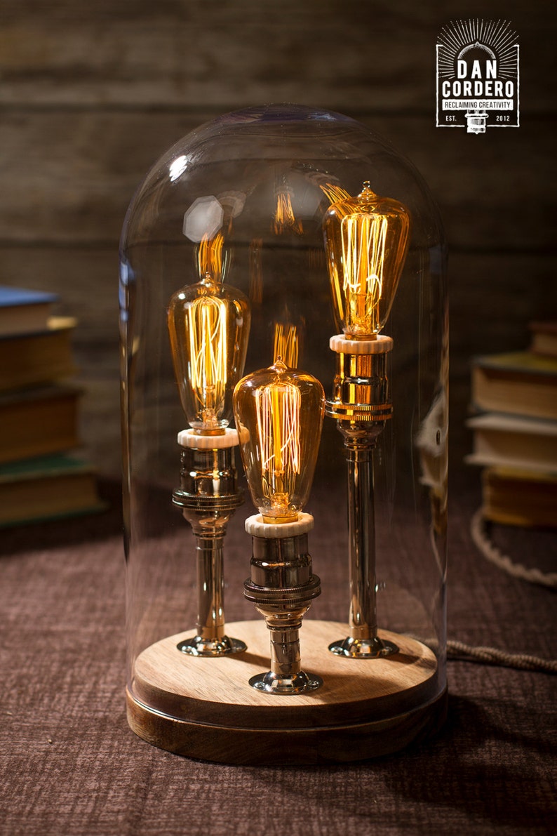 Edison Bell Jar Lamp Chrome Etsy