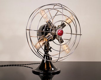 Fan Lamp | GE Model | Table Lamp | Desk Lamp | Nightlight | Bed light | Vintage Fan | Lamp | Steampunk lamp | Steampunk | Chrome