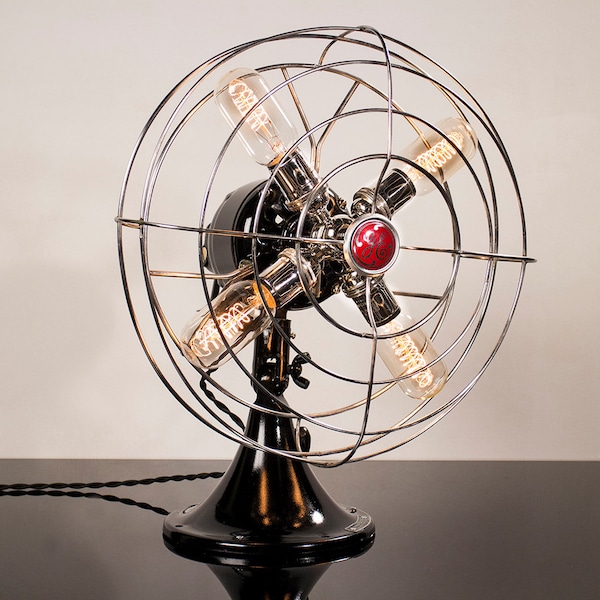 Fan Lamp | GE Model | Table Lamp | Desk Lamp | Nightlight | Bed light | Vintage Fan | Lamp | Steampunk lamp | Steampunk | Chrome