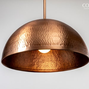Copper Hammered Dome Pendant Light Fixture image 5