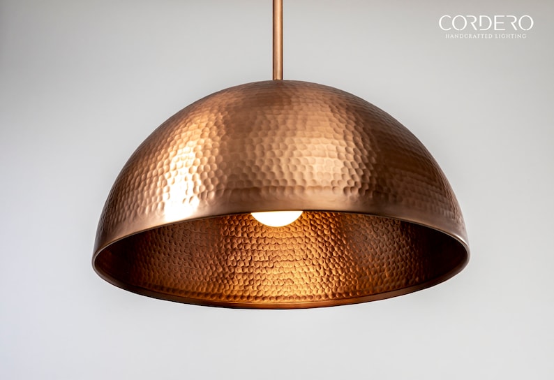 Copper Hammered Dome Pendant Light Fixture image 5
