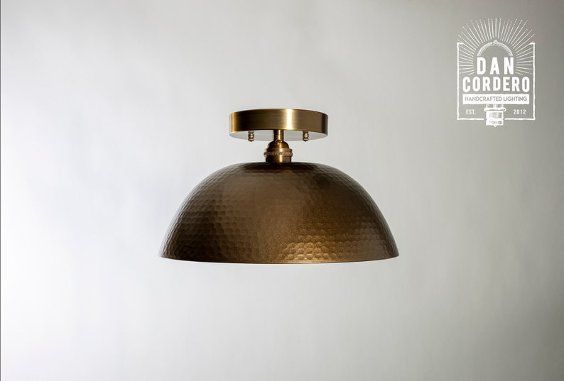 Hammered Semi Flush Mount Light Fixture Oil Rubbed Bronze