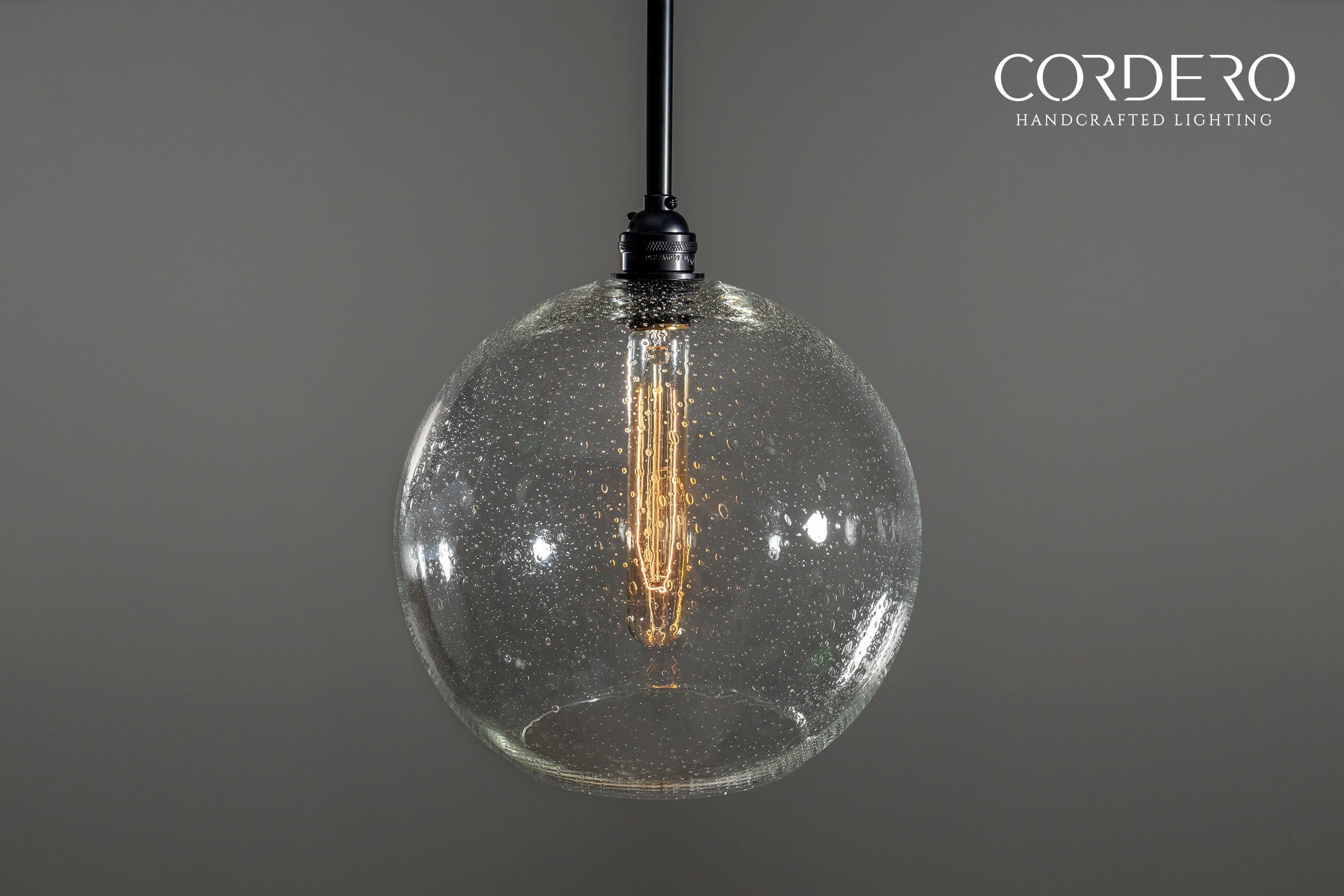 Seeded Globe Pendant Light Fixture