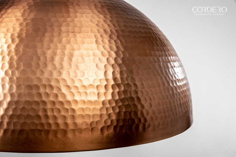 Copper Hammered Dome Pendant Light Fixture image 7