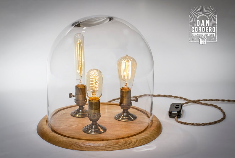 Edison Bell Jar Lamp Table Desk Glass Dome