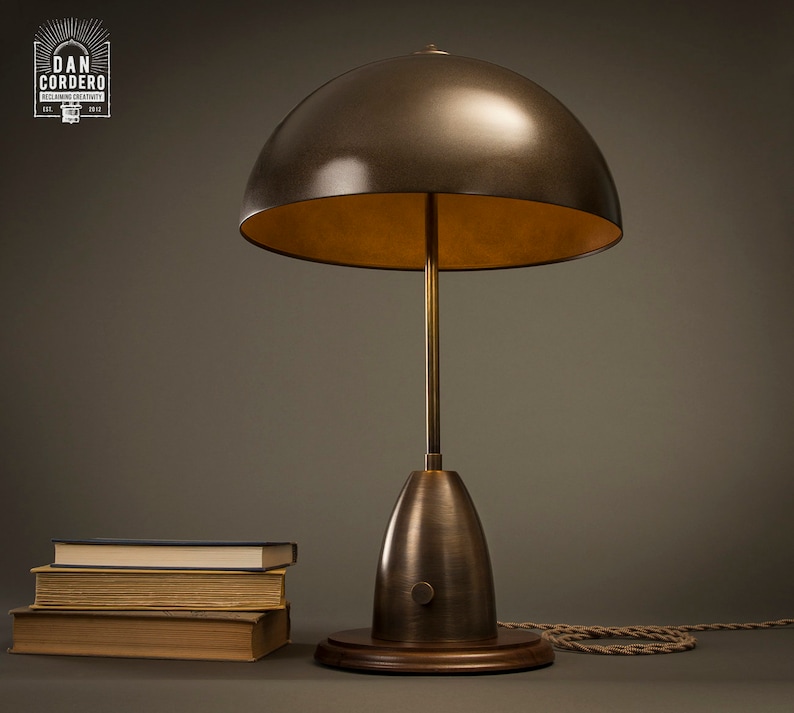 Aged Brass Dome Shade Table Lamp Desk Edison Light Bulb Bed Night Stand