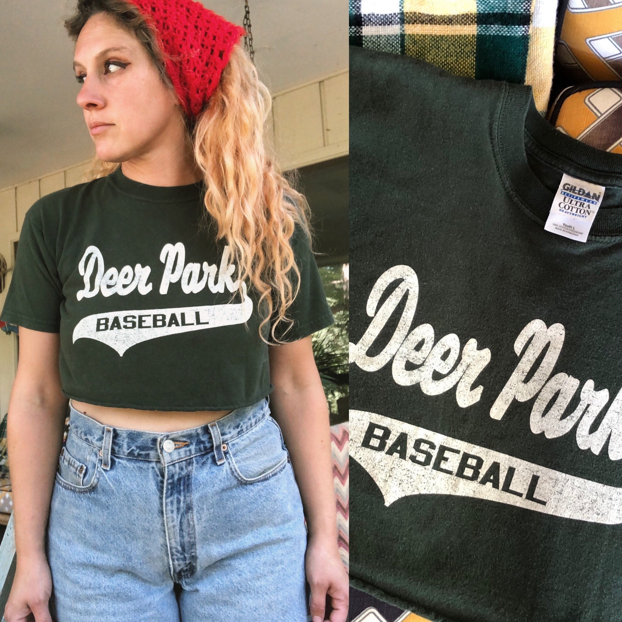 Vintage Baseball T-Shirt crop top / Deer Park Baseball 2 | Etsy