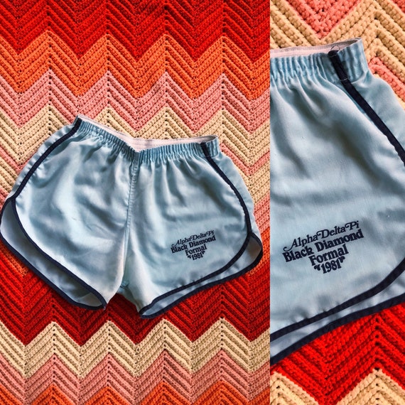 1981 Sorority ringer shorts / 80s gym shorts