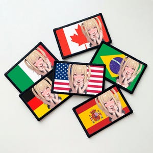 Anime Girl Flag Patch | USA, Germany, Spain, Italy, Brazil, Canada (Sew On, Iron On)